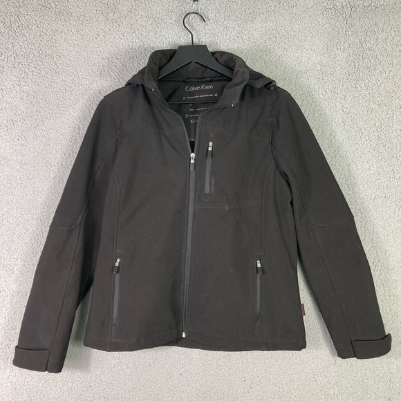 Calvin Klein Women’s Black Softshell Jacket M Water Resistant Windproof Hooded - Picture 4 of 14